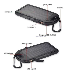 Banque D'énergie solaire 5000mah Téléphone Portable Batterie Chargeur Double Usb Led avec <span class=keywords><strong>Crochet</strong></span> D'<span class=keywords><strong>escalade</strong></span> - Product Image 5