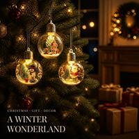 Beleuchtete Weihnachtsornamente Schneemann Weihnachtsmann Diorama Klare Glas-Kugel Hängedekoration für Weihnachtsbaum Feiertagsheim Weihnachtsgeschenk