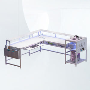 Wholesale Large Corner <strong>Computer</strong> Desk L Shape PC Gaming Room <strong>Table</strong> with Storage Drawers and Shelves - Product Image 5