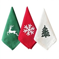 Serviettes de table modernes imprimées de cerfs de Noël, flocons de neige et arbres, décoration de table festive, tissu polyester