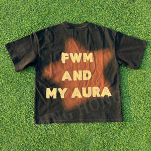 Personalizado acanalado cuello recortado Dtg impresión espalda pegatina bordado calle camiseta - Product Image 1