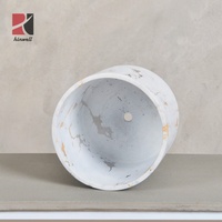 Pot Bunga Semen Modern HINWELL dengan Lapisan Kaca, Ukuran Kecil untuk Tanaman Indoor dan Outdoor