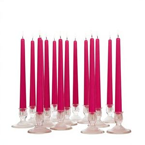 Bougies en cire de paraffine coniques magenta de qualité supérieure pour mariages, anniversaires, Noël - Parfum lavande, faites à la main, décoration d'intérieur - Product Image 1
