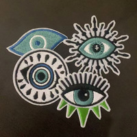 Yiwu Wintop Offre Spéciale brodé mauvais œil patchs découpé au Laser fer sur poupée jouet globe oculaire cils pour vêtements pour chapeaux en feutre