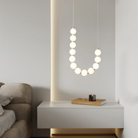 Collar de perlas, candelabro de luz de techo led, bar, cafetería, restaurante, modelo de habitación, escalera dúplex, candelabro largo
