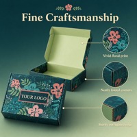 Boîte d'expédition personnalisée à motif floral tropical avec intérieur contrastant vert sarcelle, boîte d'emballage cadeau en carton ondulé avec logo