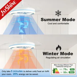 1stshine LED Ceiling Fan 42 Inches Hidden Blades Invisible Ceiling Fan With Light