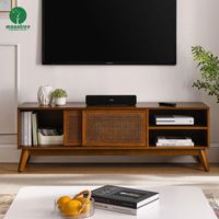 Moontree Meuble de rangement pour console multimédia en bois massif de style américain Offre Spéciale personnalisé Meuble TV