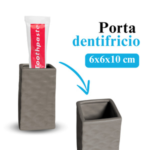 Ensemble d'accessoires de salle de bain en céramique, distributeur de savon, porte-savon, porte-brosse à dents, gobelet à dentifrice, effet ondulé gris - Product Image 5