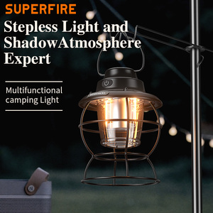 Luz <span class=keywords><strong>de</strong></span> campamento impermeable IP44 <span class=keywords><strong>de</strong></span> <span class=keywords><strong>larga</strong></span> <span class=keywords><strong>duración</strong></span>, lámpara LED recargable negra con gancho para ambiente exterior, Color <span class=keywords><strong>de</strong></span> cuerpo negro - Product Image 4