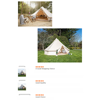 Quatre saisons fibre de verre 420D Oxford bois toile luxe grand 3M 4M 5M 6M luxe cloche glamping pyramide yourte tentes