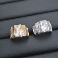 Luxus 18 Karat vergoldet Full Pave Zirkonia offene breite Ringe für Frauen Engagement Modeschmuck Accessoires