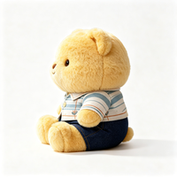 Adorable Ours en Peluche avec Chemise Rayée et Short, Doux et Moelleux, Compagnon pour Enfants, Cadeau, Décoration d'Intérieur