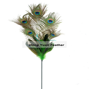 Fleur décorative artificielle fil de paon tige plume Floral Pick pour arrangement floral maison mariage fête Vase décor de vacances - Product Image 3