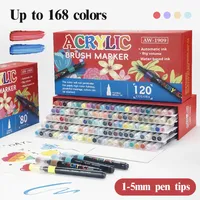 168 couleurs pointe souple en plastique acrylique marqueurs effaçables double face grande série de couleurs Art peinture ensemble enfants bricolage OEM
