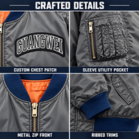 Veste bomber vintage brodée sur mesure OEM, unisexe, coupe ample, coupe-vent, avec blocs de couleur, fermeture éclair