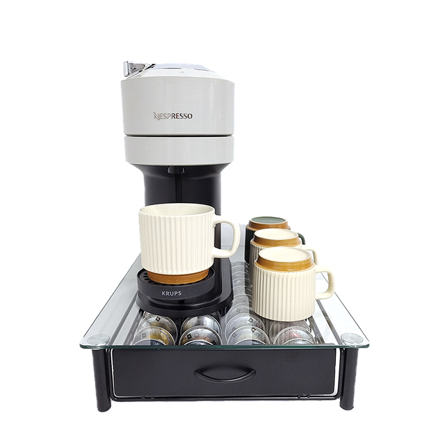 Tempered Glass Holder Drawer Vertuoline Pods Compatible with 40 Dolce Gusto Capsules Coffee Pod Storage Drawer