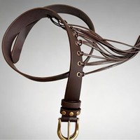 Ceinture longue à pampilles style cowboy western personnalisée en gros pour femme, boucle ardillon vintage en alliage de zinc, largeur 3,3 cm, longueur 102 cm, Langming