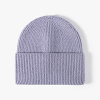 Bonnet unisexe en tricot côtelé chiné, couleur unie, avec revers, doux, épais et chaud pour l'hiver, idéal pour l'extérieur