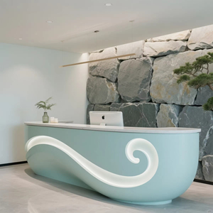 Comptoir d'accueil moderne imprimé en 3D, comptoir de réception ondulé avec éclairage LED intégré - Product Image 2