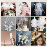 Franges en plumes courtes à pointe blanche de 1 m, pour la décoration de robes de scène, les accessoires d'artisanat et les décorations de carnaval