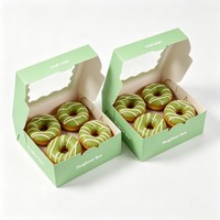 Boîte d'emballage pliable en papier jetable de qualité alimentaire, bon marché, pour donuts, chocolats, pains, snacks, gâteaux et desserts, vente en gros