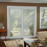 Portes coulissantes de patio en vinyle blanc Nuoxin UPVC avec stores intégrés, double vitrage, rupture de pont thermique, insonorisées, porte coulissante en verre PVC