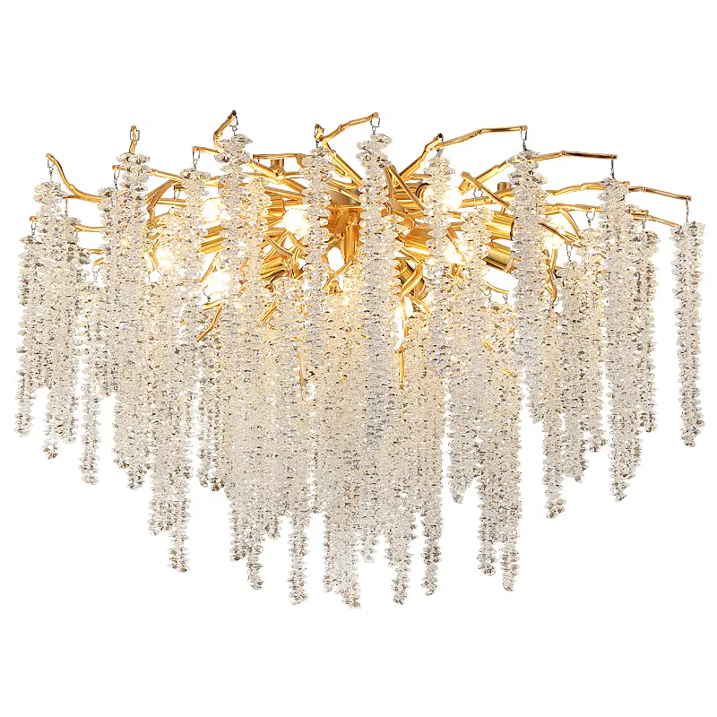 2023 Modern bedroom living room Ceiling luxury lighting for hotel home decor K9 crystal aluminium tree branch chandeliers lights