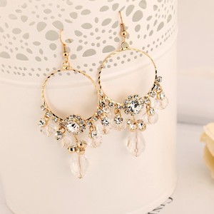 Fashion Jewelry <b>Earrings</b> Simple Ear <b>Hook</b> Long Circle Crystal Earline E167 - Product Image 5