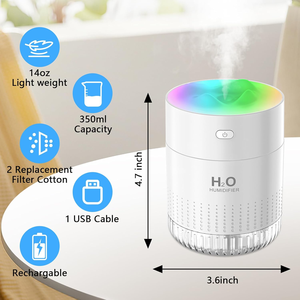Portable 350ml Mini Volcano Diffuser Rechargeable <b>Battery</b> Powered Aromatherapy Humidifier for Home Car Outdoor Use - Product Image 2