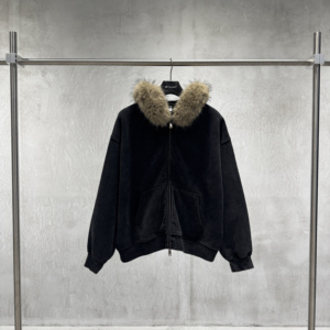 <span class=keywords><strong>Felpa</strong></span> con <span class=keywords><strong>Cappuccio</strong></span> Invernale 400gsm Stile American Vintage, Collo in Pelliccia, Zip e Imbottitura Spessa - Product Image 6
