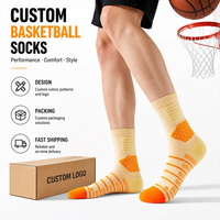 Chaussettes de basket-ball pour hommes en gros, chaussettes de sport athlétiques rayées colorées, logo personnalisé disponible