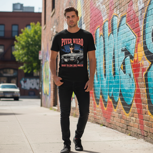 T-Shirt Personalizzata Nera 100% Cotone Organico con Stampa Grafica Motivo Uniforme Lunghezza Corta Serigrafia - Product Image 3