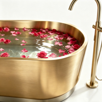 Baignoire autoportante ovale en acier inoxydable D&C Gold, design moderne, taille et couleur personnalisables, service OEM/ODM pour usage en villa