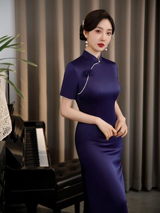 Vestido <span class=keywords><strong>de</strong></span> Noche <span class=keywords><strong>de</strong></span> <span class=keywords><strong>Novia</strong></span> Estilo Cheongsam con Cristales Antiestáticos, Ropa Tradicional China, Elegante y Moderno <span class=keywords><strong>Qipao</strong></span> para Mujer, Modelo 2043 - Product Image 3