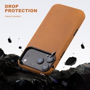 Sang Trọng Da Bò Cover Quay Lại Đa Màu Sắc Chính Hãng Phẳng Hạt Da Trường Hợp Điện Thoại Cho Iphone 17/Không Khí/Pro/Pro Max Cổ Điển Phong Cách - Product Image 4