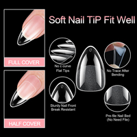 360 Uñas Postizas de Gel Suave, Cortas, Almendradas/Cuadradas Cónicas, Semi-Mate, Sin Lima, Ultrafinas, Sin Costuras