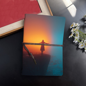 Cuaderno de oficina A6 hecho a mano en Metal estético Vintage hoja suelta 160 páginas Tether colgante de Metal con <span class=keywords><strong>mujer</strong></span> acantilado puesta de sol Ope - Product Image 2