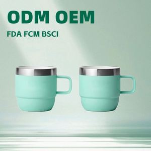 6oz Handle <b>Ceramic</b> 304 Stainless Steel Vacuum Thermos Cup Liner Small Capacity Water Gift Cup <b>for</b> Home Office - Product Image 2
