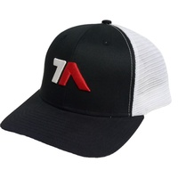 Gorra Trucker Estructurada de 6 Paneles de Alta Calidad, con Logotipo de Parche Tejido Personalizado, Visera Plana, Malla de Algodón y Cierre Ajustable