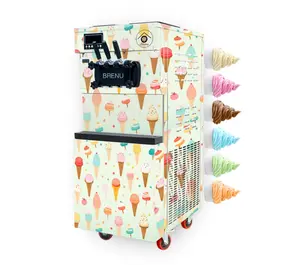 Brenu fabrica equipo automático de yogur de servicio suave Maquinas Para Sorvete 3 sabores máquina para la venta de helados - Product Image 1