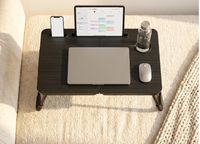 Table de lit pliable avec porte-gobelet et plateau noir |   Bureau de lit pour ordinateur portable, pliable et portable, facile à ranger, sans assemblage