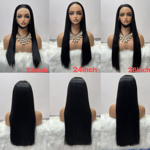 Perruques en cheveux humains lisses et droits de 24 pouces, double trame, 13X4 dentelle frontale, SDD, lisses et soyeuses, perruque pour jeunes femmes, haute qualité - Product Image 2