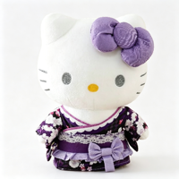 Peluches en gros Hello Kitty Anime Violet Sakura Kimono Poupée 8 pouces Animal en peluche Kawaii Mignon Doux Jouet d'arcade pour enfants