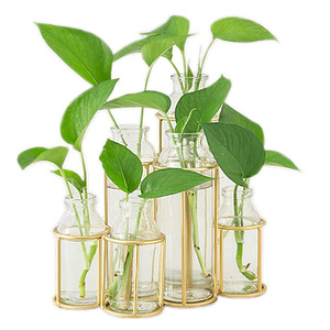Hot Sale Flower Vases With Metal <b>Stand</b> Racks Hydroponic Set Plant Display for Table Centerpieces Wedding Decor - Product Image 5