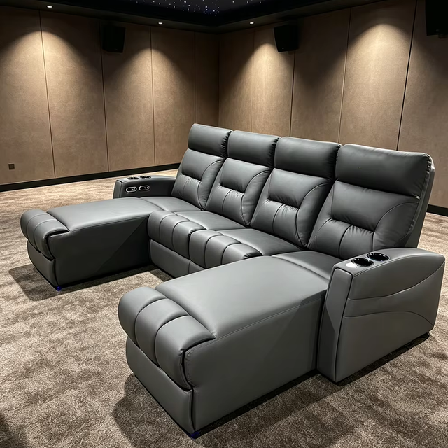 Hot-selling Theatre Recliner Sofa Set Furniture Power Recliner Chairs with Cupholder USB Charge for Villa Basement Living Room