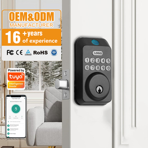 American Type Password Fingerprint Deadlock <strong>Small</strong> Tuya App Smart Digital Push Button <strong>Door</strong> Deadbolt <strong>Locks</strong> with Key - Product Image 1