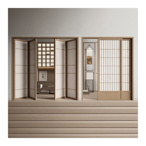 Khung mỏng trong nhà phòng khách phân vùng gỗ trượt gấp cửa kính hệ thống rèm - Product Image 5