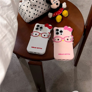 Custodia per telefono in silicone con gatto e occhiali a cartone animato per iPhone 17-11 Pro/Plus X/XS Max 6/7/8 Plus 4/5S anti-caduta - Product Image 5