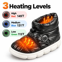 Pantoufles chauffantes rechargeables sans fil avec batterie amovible, 3 niveaux de chauffage, bottines d'hiver coupe-vent avec semelle EVA antidérapante